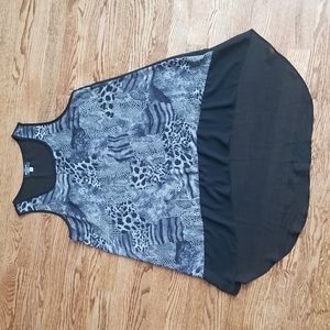 (L) Red Coral Collections Animal Print Sheer Flowy High Low Tank Top